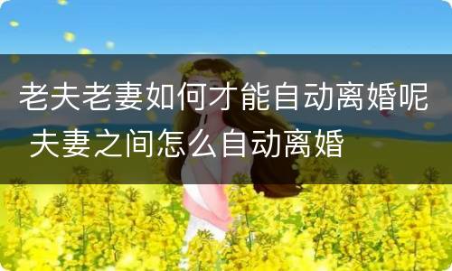 老夫老妻如何才能自动离婚呢 夫妻之间怎么自动离婚