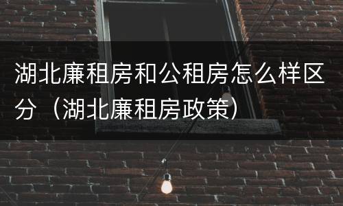 湖北廉租房和公租房怎么样区分（湖北廉租房政策）