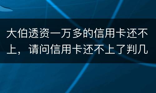 大伯透资一万多的信用卡还不上，请问信用卡还不上了判几年