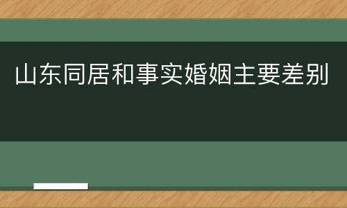 山东同居和事实婚姻主要差别