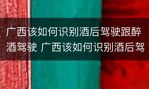 广西该如何识别酒后驾驶跟醉酒驾驶 广西该如何识别酒后驾驶跟醉酒驾驶的人