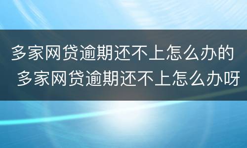 多家网贷逾期还不上怎么办的 多家网贷逾期还不上怎么办呀