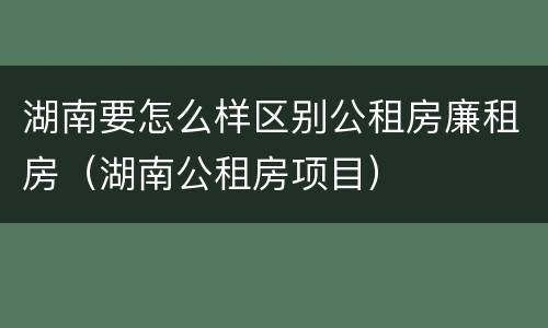 湖南要怎么样区别公租房廉租房（湖南公租房项目）