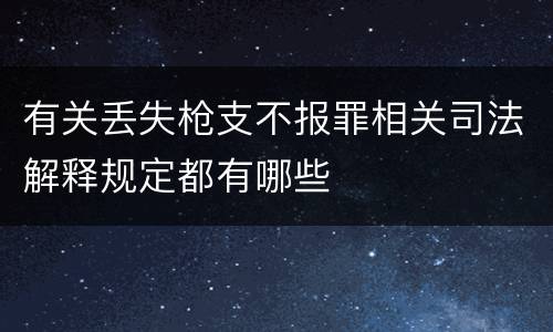 有关丢失枪支不报罪相关司法解释规定都有哪些