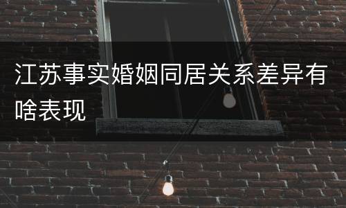 江苏事实婚姻同居关系差异有啥表现