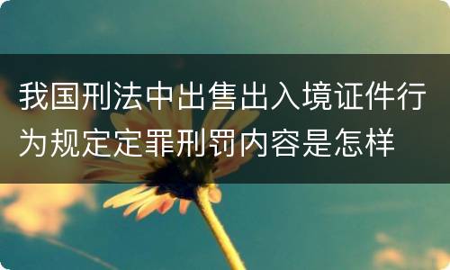 我国刑法中出售出入境证件行为规定定罪刑罚内容是怎样