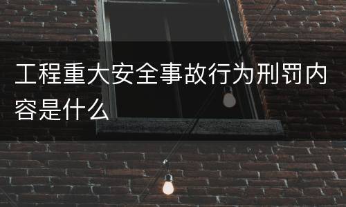 工程重大安全事故行为刑罚内容是什么