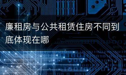 廉租房与公共租赁住房不同到底体现在哪