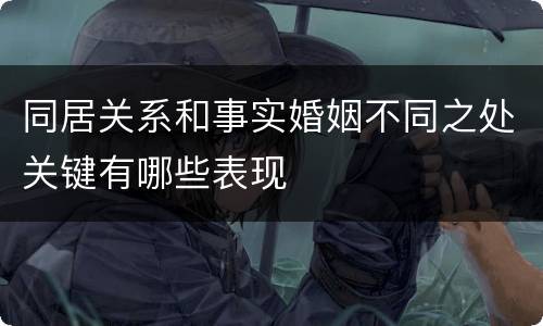 同居关系和事实婚姻不同之处关键有哪些表现