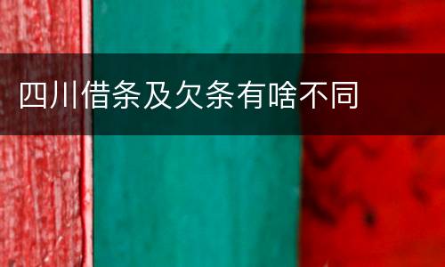 四川借条及欠条有啥不同