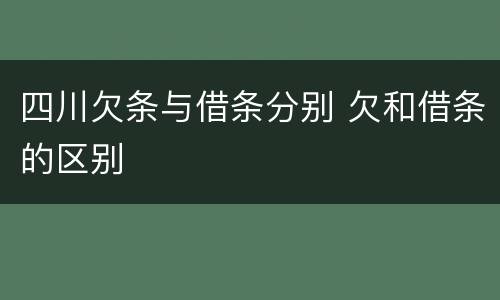 四川欠条与借条分别 欠和借条的区别