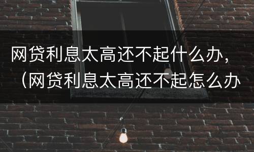 网贷利息太高还不起什么办，（网贷利息太高还不起怎么办）