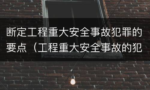 断定工程重大安全事故犯罪的要点（工程重大安全事故的犯罪主体是）
