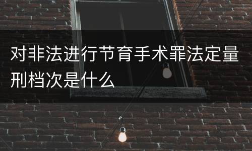 对非法进行节育手术罪法定量刑档次是什么
