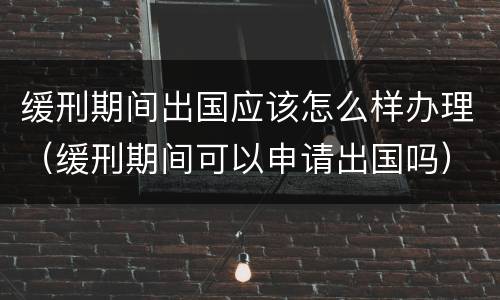 缓刑期间出国应该怎么样办理（缓刑期间可以申请出国吗）