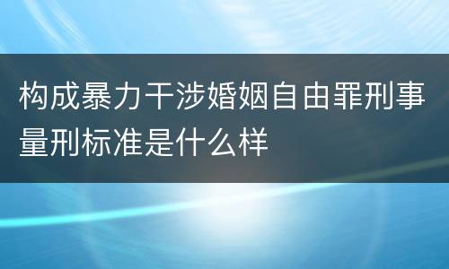 构成暴力干涉婚姻自由罪刑事量刑标准是什么样