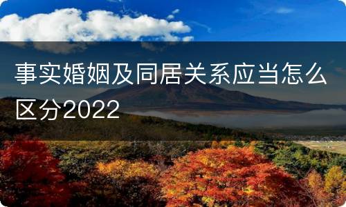 事实婚姻及同居关系应当怎么区分2022