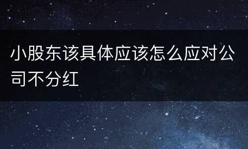 小股东该具体应该怎么应对公司不分红