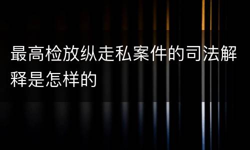 最高检放纵走私案件的司法解释是怎样的