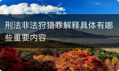 刑法非法狩猎罪解释具体有哪些重要内容