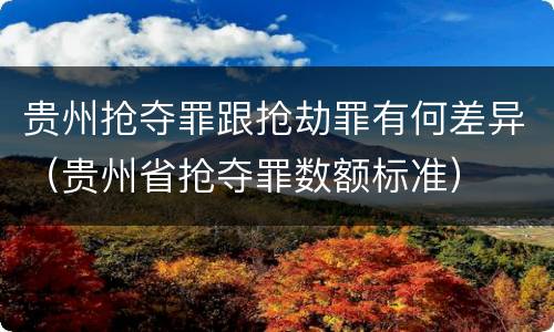 贵州抢夺罪跟抢劫罪有何差异（贵州省抢夺罪数额标准）