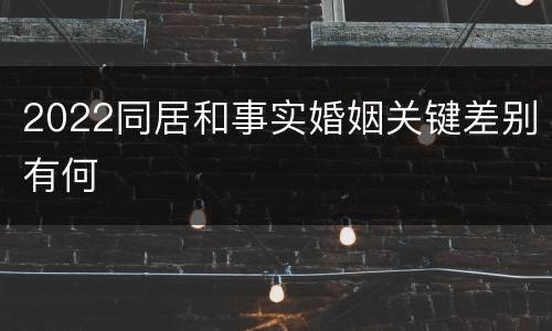 2022同居和事实婚姻关键差别有何