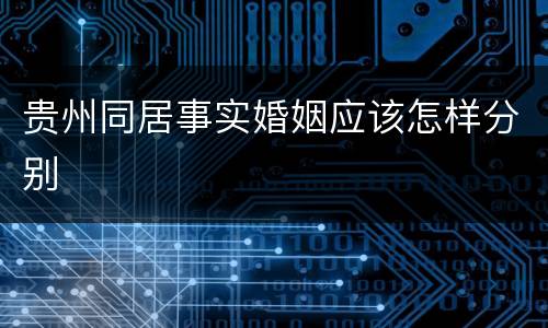 贵州同居事实婚姻应该怎样分别