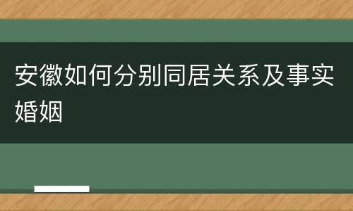 安徽如何分别同居关系及事实婚姻
