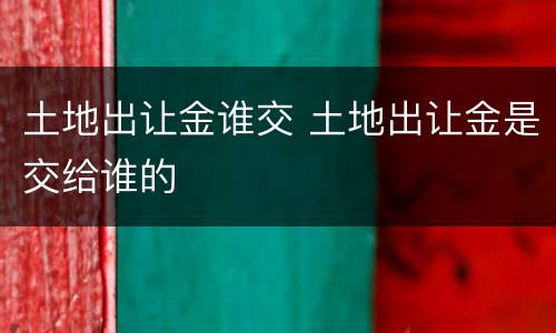 土地出让金谁交 土地出让金是交给谁的