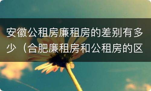 安徽公租房廉租房的差别有多少（合肥廉租房和公租房的区别）