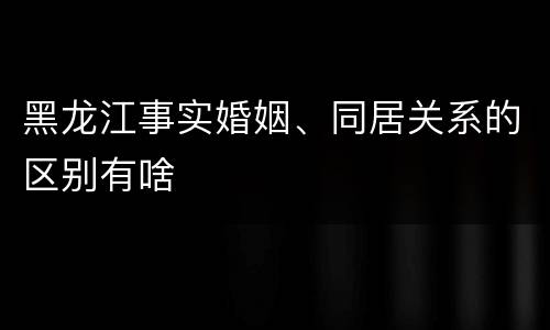 黑龙江事实婚姻、同居关系的区别有啥
