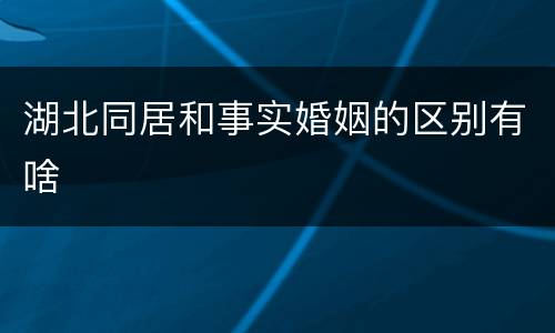 湖北同居和事实婚姻的区别有啥