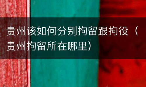 贵州该如何分别拘留跟拘役（贵州拘留所在哪里）