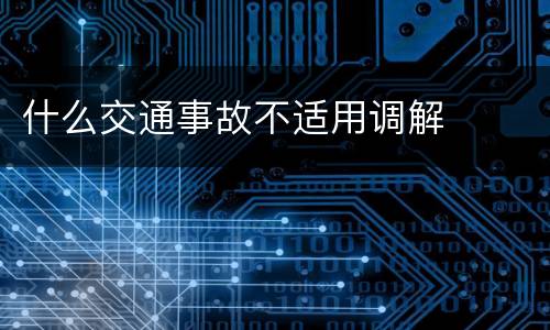 什么交通事故不适用调解