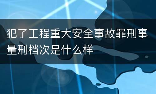 犯了工程重大安全事故罪刑事量刑档次是什么样