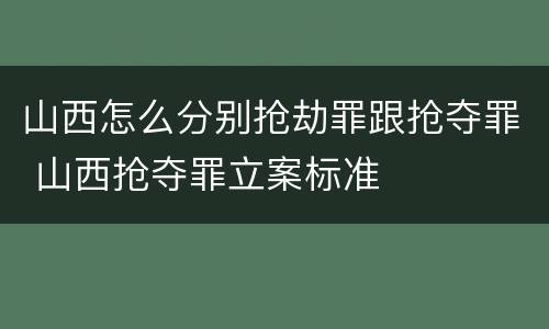 山西怎么分别抢劫罪跟抢夺罪 山西抢夺罪立案标准