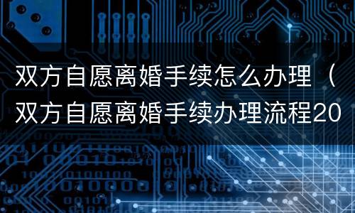 双方自愿离婚手续怎么办理（双方自愿离婚手续办理流程2022年）