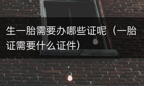 生一胎需要办哪些证呢（一胎证需要什么证件）