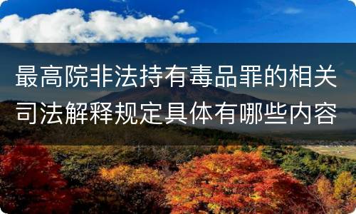 最高院非法持有毒品罪的相关司法解释规定具体有哪些内容