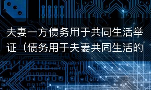 夫妻一方债务用于共同生活举证（债务用于夫妻共同生活的举证责任）