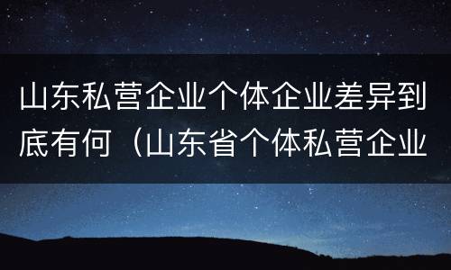 山东私营企业个体企业差异到底有何（山东省个体私营企业协会酒业分会）