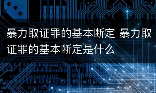 暴力取证罪的基本断定 暴力取证罪的基本断定是什么