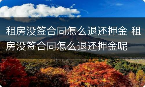 租房没签合同怎么退还押金 租房没签合同怎么退还押金呢