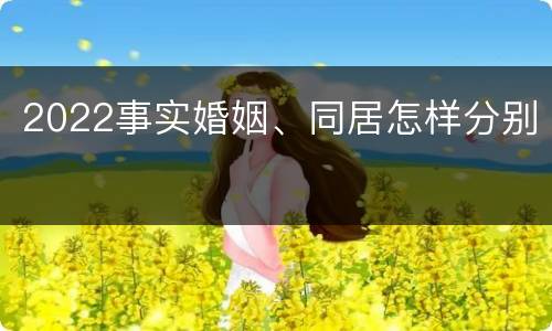 2022事实婚姻、同居怎样分别