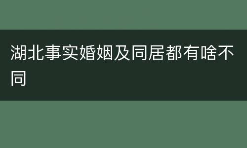 湖北事实婚姻及同居都有啥不同