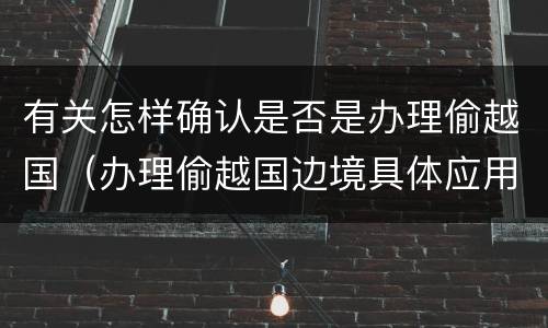 有关怎样确认是否是办理偷越国（办理偷越国边境具体应用法律的解释）