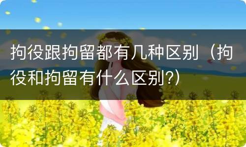 拘役跟拘留都有几种区别（拘役和拘留有什么区别?）