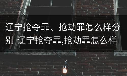 辽宁抢夺罪、抢劫罪怎么样分别 辽宁抢夺罪,抢劫罪怎么样分别判决