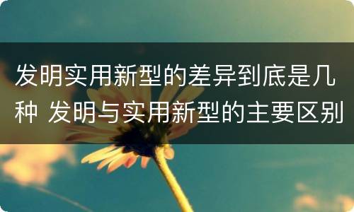 发明实用新型的差异到底是几种 发明与实用新型的主要区别