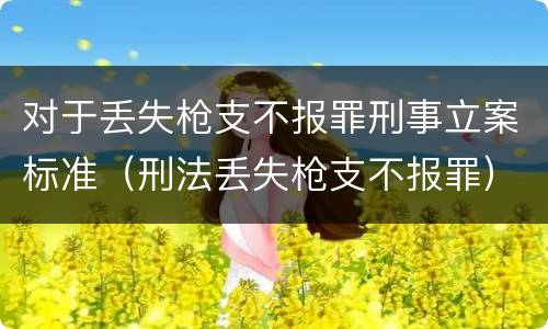 对于丢失枪支不报罪刑事立案标准（刑法丢失枪支不报罪）